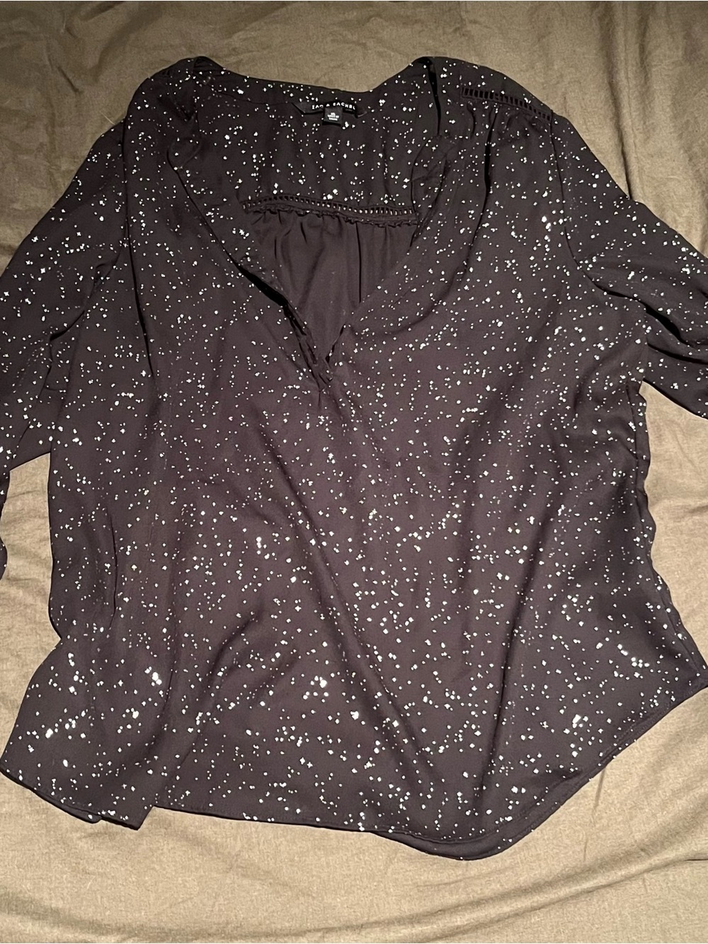 Zac & Rachel Black Speckled V-Neck Blouse